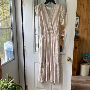 Lucky Brand Cream Striped Long Sleeve Dress